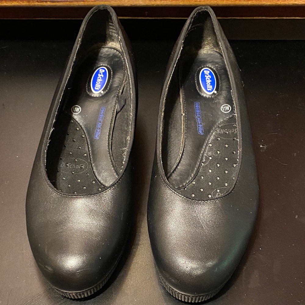 Dr. School’s vintage Women's Black wedge shoes 11 W Double Air-pillow insole